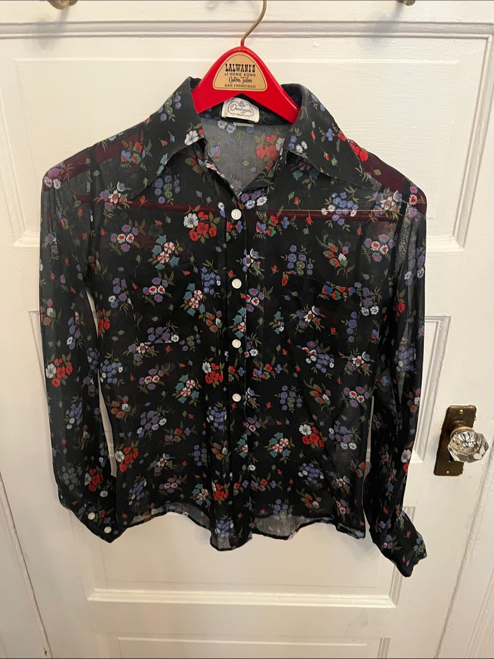 Vintage Dunloggin Floral Button-Up Shirt in Black